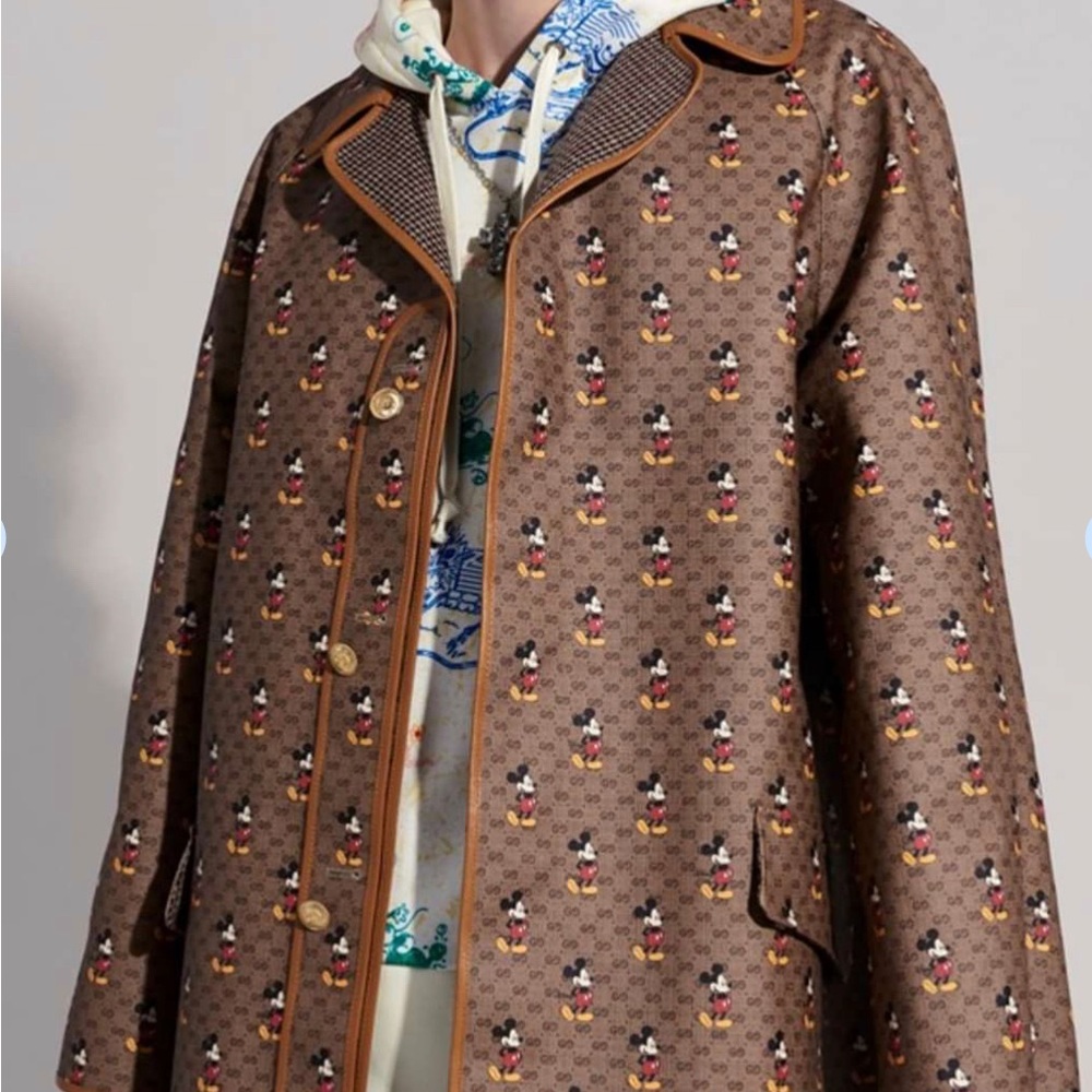 Gucci x Mickey Mouse Gg Supreme Canvas Reversible Coat Sz 46